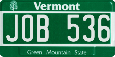 VT license plate JOB536