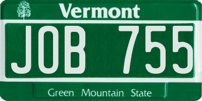 VT license plate JOB755