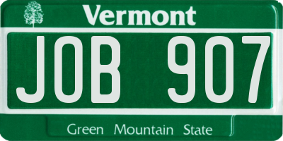 VT license plate JOB907