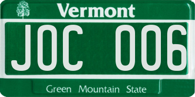VT license plate JOC006