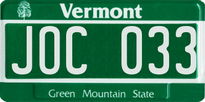 VT license plate JOC033