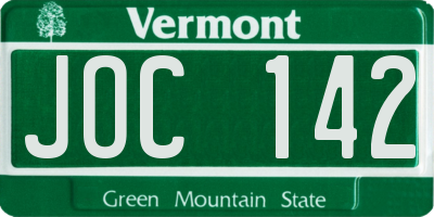 VT license plate JOC142