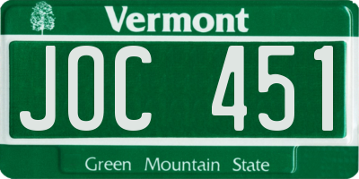 VT license plate JOC451