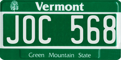 VT license plate JOC568