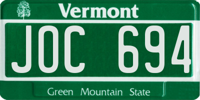 VT license plate JOC694