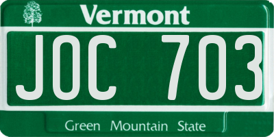 VT license plate JOC703