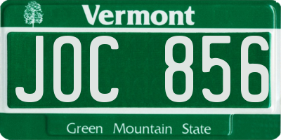 VT license plate JOC856