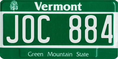 VT license plate JOC884