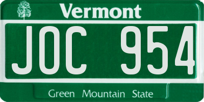 VT license plate JOC954