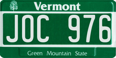 VT license plate JOC976