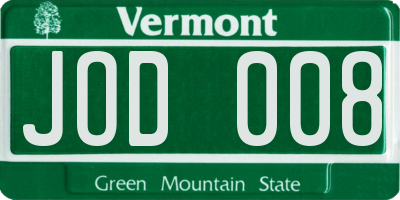 VT license plate JOD008