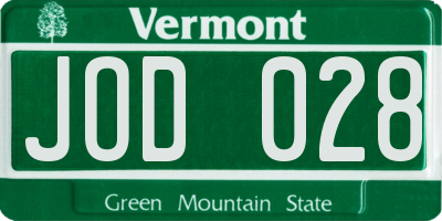 VT license plate JOD028