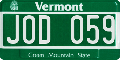 VT license plate JOD059