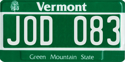 VT license plate JOD083