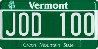 VT license plate JOD100