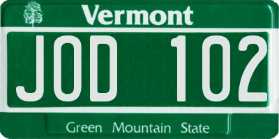 VT license plate JOD102