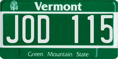 VT license plate JOD115