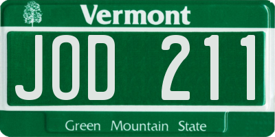 VT license plate JOD211