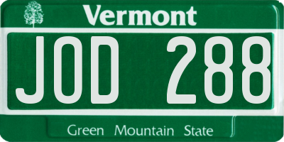 VT license plate JOD288
