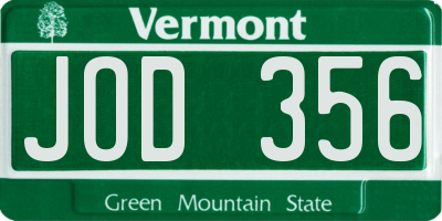VT license plate JOD356