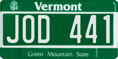 VT license plate JOD441