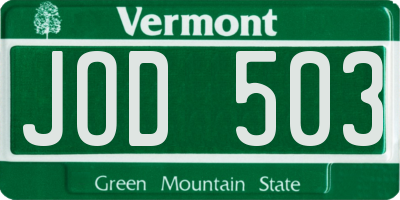 VT license plate JOD503