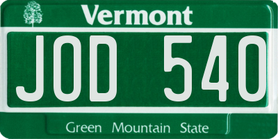 VT license plate JOD540