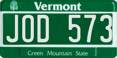 VT license plate JOD573
