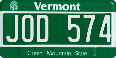 VT license plate JOD574