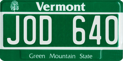 VT license plate JOD640