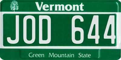 VT license plate JOD644