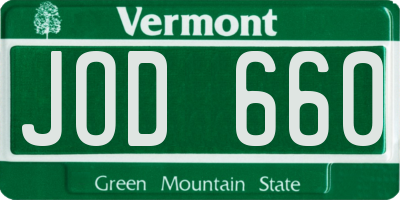 VT license plate JOD660