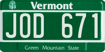 VT license plate JOD671