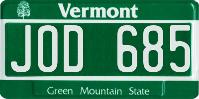 VT license plate JOD685