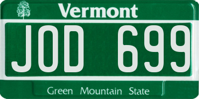 VT license plate JOD699