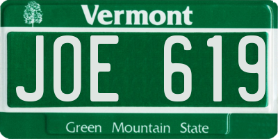VT license plate JOE619