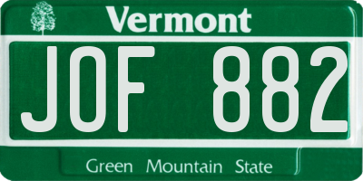 VT license plate JOF882