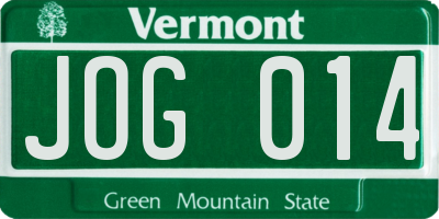 VT license plate JOG014