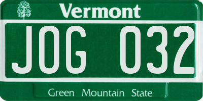 VT license plate JOG032