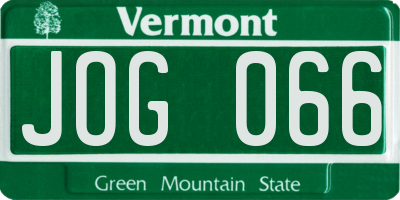 VT license plate JOG066