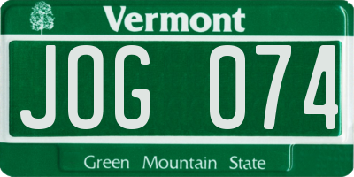 VT license plate JOG074