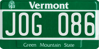 VT license plate JOG086