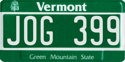VT license plate JOG399