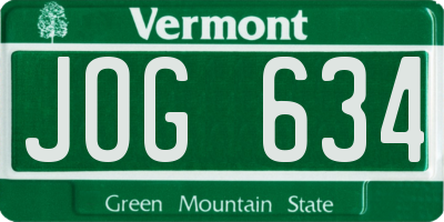 VT license plate JOG634