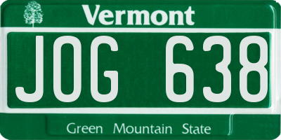 VT license plate JOG638