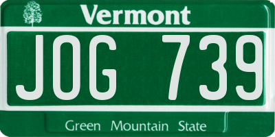 VT license plate JOG739