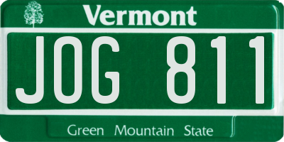 VT license plate JOG811