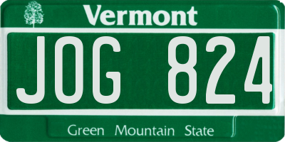VT license plate JOG824