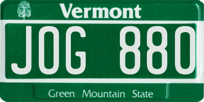 VT license plate JOG880