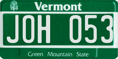VT license plate JOH053